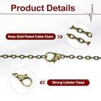 HARFINGTON 20 Pack 18 Inch Necklace Chains Bulk 2.5mm Bronze Plated Cable Chains with Lobster Clasps for Jewelry Making - color: Bronze, size: 18 Inch x 2.5mm