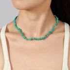 Raw Crystal Necklaces for Women 5-8mm Handmade Natural Stone Necklace Beaded Choker Necklace Healing Crystal Necklace Gemstone Necklace Raw Crystal Beaded Necklace for Her - style: Turquoise