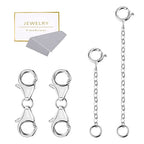 925 Sterling Silver Double Lobster Clasp and Necklace Extender White Gold Plated Double Lobster Clasps Connector Bracelet Necklace Extension Clasp for Jewelry Making（4pcs） - color: A-Silver Lobster Clasp and Necklace Extender