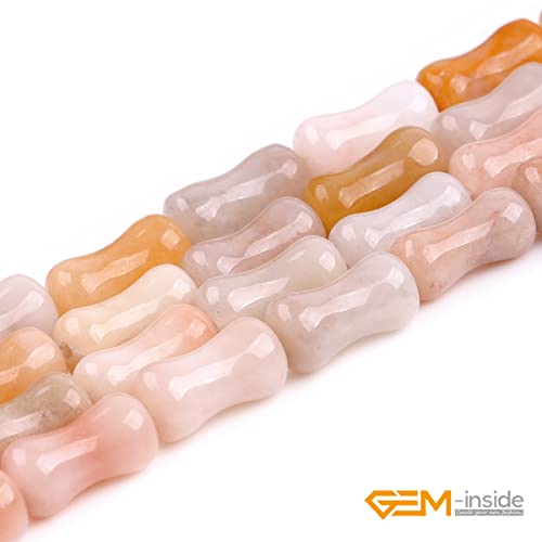 GEM-Inside 30Pcs 6x12mm Natural Pink Agate Jasper Stone Plant Bamboo Knot Bone Charms Beads for Jewelry Making Power Energy Chakra Stone Beads - color: Pink Agate