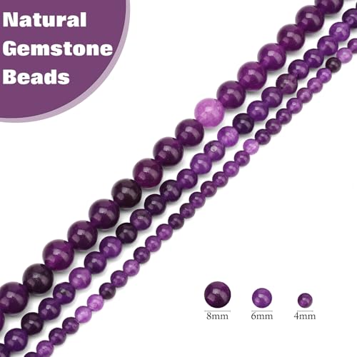 Vinswet 60pcs 6mm Amethyst Natural Stone Beads Round Genuine Real Stone Beading Loose Gemstones DIY Smooth Bead for Bracelet Necklace Earrings Jewelry Making - color: Amethyst, size: 6mm