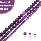 Vinswet 60pcs 6mm Amethyst Natural Stone Beads Round Genuine Real Stone Beading Loose Gemstones DIY Smooth Bead for Bracelet Necklace Earrings Jewelry Making - color: Amethyst, size: 6mm