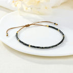 KELITCH Adjustable turquoise bead bracelet single color knitting friendship bracelet fashion jewelry daily wear gift (28 color selection) - color: Mix Black 04B