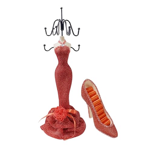 2 PCS Set Jewlery Display Shoe Ring Holder - Mannequin Necklace Display Bracelet Orgaziner (Red) - color: Red
