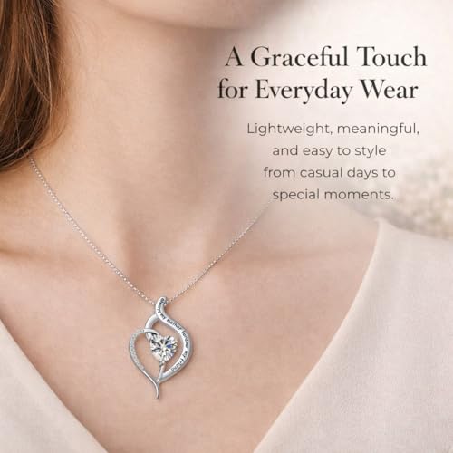 Forever Connected Mother & Son Necklace – Heart Pendant Gift for Mom, Sterling Silver Jewelry for Mother's Day or Birthday - style: Mom A