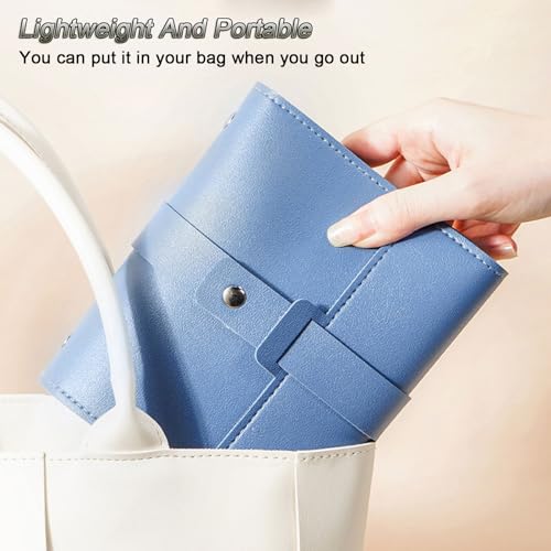 LAKE OF FIRE Earring Holder Organizer with Foldable Book Design Jewelry Book Organizer, Portable Pu Leather Travel Earring Case(Blue) - color: Blue