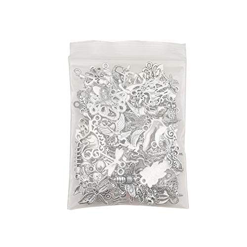 Youdiyla Animal Charms Collection, BULK 100 Mini Small Silver Charms Metal Pendant Craft Supplies Findings for Necklace and Bracelet Jewelry Making (HM289)
