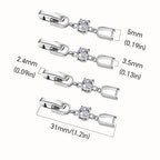 Silver Necklace Bracelet Extender for Women, 4pcs Cubic Zirconia Foldover Extension Jewelry Clasps for Jewelry Making - color: White Gold - CZ