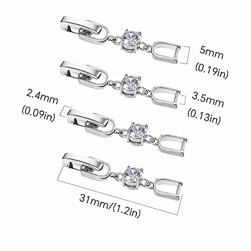 Silver Necklace Bracelet Extender for Women, 4pcs Cubic Zirconia Foldover Extension Jewelry Clasps for Jewelry Making - color: White Gold - CZ