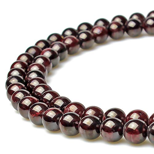 MJDCB Natural Stone Beads Garnet Round Loose Beads for Jewelry Making DIY Bracelet Necklace (10mm) - color: Garnet, size: 10mm