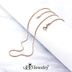 555Jewelry 1.2mm Stainless Steel Snake Chain Necklace for Men & Women, 16-28 Inch - color: Rose Gold