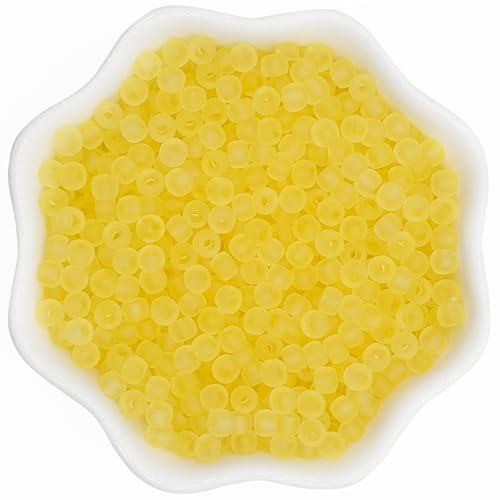 4mm Frosted Glass Beads Bulk, 500pcs Small Round Beads for Jewelry Making, 6/0 Colored Glass Seed Beads for Friendship Bracelet, Pendants, Key Chains, Necklaces, Hairpins(Gold - color: Gold, size: 4mm