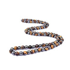 Natural Stone Beaded Necklace 8mm Tiger Eye Black Obsidian and Hematite Buddha bead lucky necklace 26 Inches, Black and Brown Men and women necklaces fift - color: Tiger eye stone with hematite