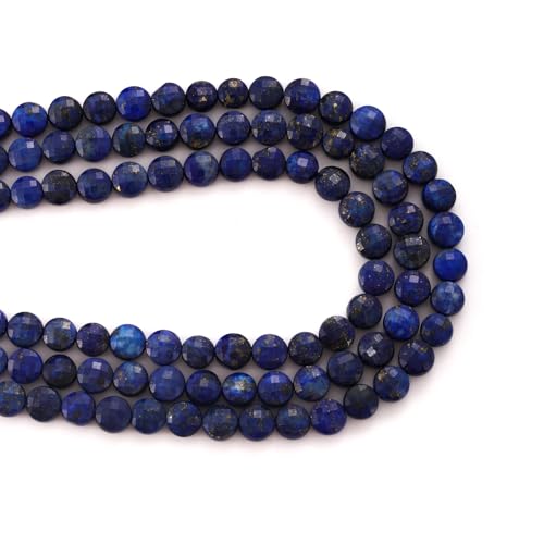 6mm Faceted Natural Lapis Lazuli Stone Beads Coin Disc Gemstone Spacer Beads for Jewelry Making DIY Bracelet Necklace - color: Lapis Lazuli