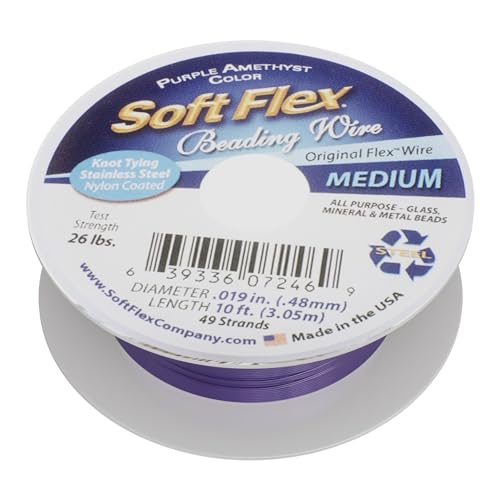 Soft Flex 49 Strand Beading Wire - Medium 0.19 Diameter - 10 Feet Nylon Design Wire - style: Purple Amethyst
