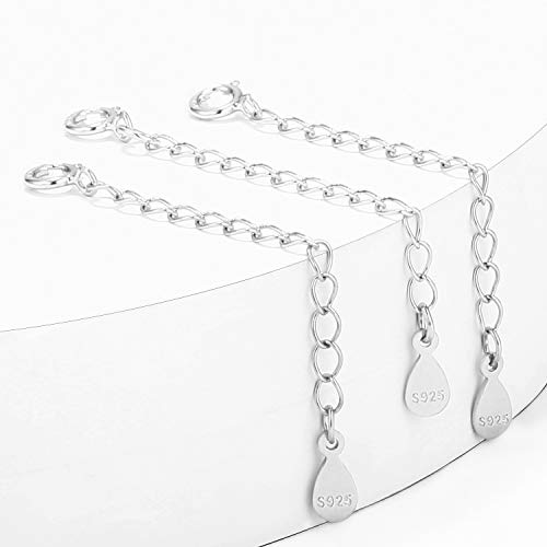 ALEXCRAFT Sterling Silver Bracelet Extender Necklace Extension Chains for Jewelry Making(2 inch) - color: B-White Gold（2 inch）