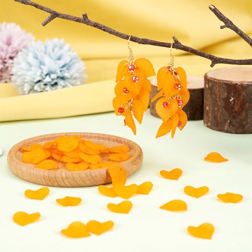 50Pcs Frosted Acrylic Leaf Charms Orange Transparent Plant Pendants Clear Autumn Leaves Beads Autumn Charms for Jewelry Making - color: Orange #2