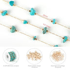 KYUNHOO 16.4 Feet/5M Gold Plated Chains for Jewelry Making Turquoise Blue Natural Stone Chain Spool Brass Necklace Jewelry Bulk for Bracelet Ankle Crafting Finding Supplies - color: Natural Stone-Blue