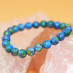 8mm Natural Gemstone Stretch Bracelet, Handmade Unisex Crystal Bracelets for Meditation, Yoga, Spiritual Healing & Positive Energy - color: Azurite