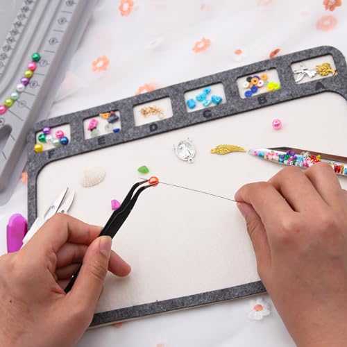 EuTengHao Bead Design Boards Mats with Bead Scoop Soft Stable Beading Mat Jewelry String Beading Needles Jewelry Organizer Tray for Jewelry DIY Making of Bracelets Necklaces Craft Supplies Tools