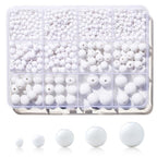 1200Pcs White Beads, Acrylic Pony Beads, 4/6/8/10/12mm Round White Bead for Bracelets, Spacer Pearl Beades, Craft Bead for Bracelet Necklace Jewelry Making - color: white