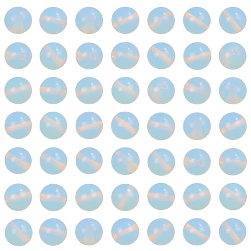 HAAMIIQII 8mm White Opalite Beads Round Gemstone Loose Beads for Jewelry Making 2 Strands (92-96pcs) - color: White Opalite, size: 8mm (92-96pcs)