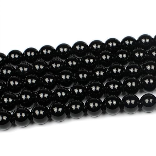 MJDCB Natural Stone Beads Natural Black Obsidian Loose Beads are Used in Jewelry Design to Make Bracelets and Necklaces 15inch (8mm) - color: Black Obsidian, size: 8mm