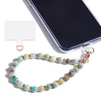 Marble Beaded Phone Wrist Strap,Detachable Phone Bracelet Strap with Tether Tab,Hands-Free Wristlet Strap (Amazonite) - color: Amazonite