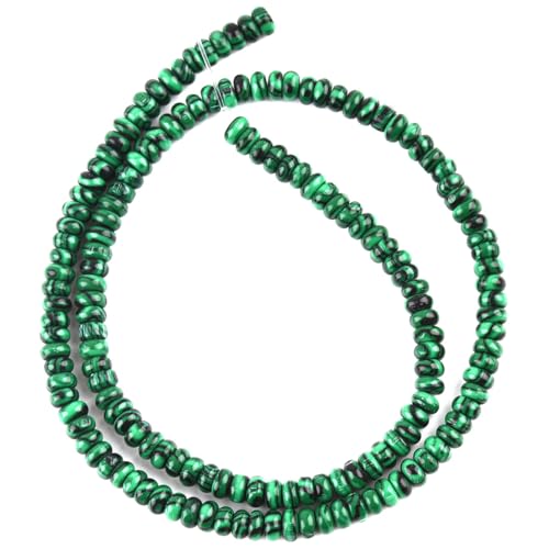 155pcs 4x2mm Synthetic Malachite Disk Rondelle Spacer Stone Semi Precious Gemstone Loose Beads for Jewelry Making 15 Inch - color: Malachite