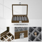 Wudygirl Small Jewelry Box Wooden Jewelry Organizer 24 Grid Ring Holder Earring Box with Lid Earring Holder Organizer for Women Jewelry Display Case Ring Storage for Drawer (Gray) - style: Wood Gray 24 Grid