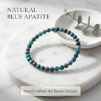 Angelstones Natural Gemstone Small Beaded Stretch Bracelet, 4mm Faceted Round Beads, Crystal Healing Bracelet for Women - color: Blue Apatite
