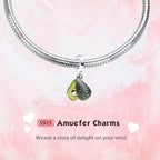 S925 Bead Dangle Charms for Bracelets Necklaces, Compatible with Pandora, Jewelry Making - style: Avocado Double Dangle Charm
