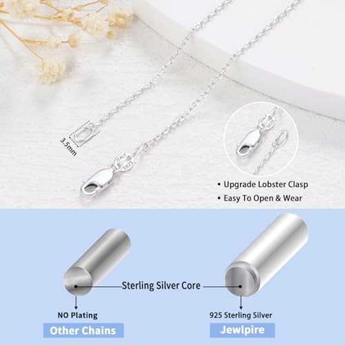 Jewlpire 18k Gold Plated 925 Sterling Silver Chain Necklace for Women, 1.2mm Cable Chain Necklace Thin & Dainty & Sturdy Women's Chain Necklaces 14/16/17/18/20/22/24 Inch - color: 925 Sterling Silver, size: 16 Inch