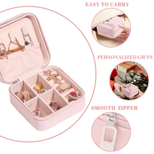 Personalized Travel Jewelry Box,Custom Leather Jewelry Case with Name and Birth Flower,Customized Birthday Valentines Day Gifts for Women Bridesmaid Girls - color: Style 01