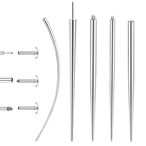 Piercing Taper Insertion Tool for Changing Jewelry – 14G Stainless Steel Piercing Ball Grabber Tool Sets with Threadless Insertion Pin & Curved Threader Tools for Ear Nose Lip Body - color: 14G(1.6mm)