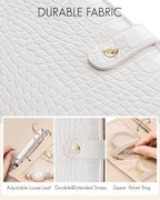 VLANDO Travel Jewelry Case,Jewelry Organizers and Storage Jewelry Book Ring Binder with Clear Zipper Velvet Jewelry Pouches Bags for Rings,Necklace,Earrings-White - color: 07.White-Crocodile
