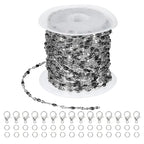 PATIKIL Stainless Steel Jewelry Chain, 16Ft 2mm Black Enamel Link Cable Chains for Necklace Earring Bracelet Findings Jewelry Making Trucker Hat Chains, Silver/Black - color: Silver/Black