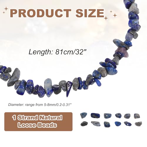 MECCANIXITY 220 Pcs Natural Drilled Lapis Lazuli Gemstone Chips Bulk 5mm to 8mm Dia. Irregular Tumbled Crystal Chip Beads for Jewelry Making Craft Supplies (Dark Blue) - color: Lapis Lazuli, size: 5-8mm