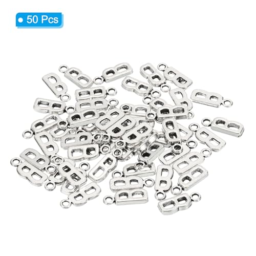 PATIKIL Letter Charm, 50pcs Alphabet Initial Pendant Charm Bulk DIY for Jewelry Making Bracelets Earrings Necklace - style: B