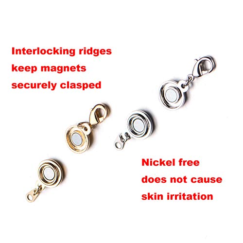 Zpsolution Locking Magnetic Jewelry Clasp for Necklace and Bracelet - Set of 4 Glod and Silver - color: Round Gold and Silver