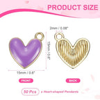 MECCANIXITY Enamel Alloy Heart Charm, Valentine Heart Pendants Love Jewelry Making Charm for DIY Necklace Bracelet Earrings Keychain - color: Purple