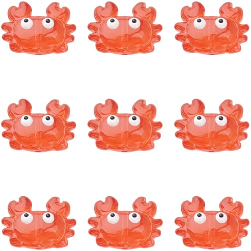 1 Box 10PCS Crab Glass Enamel Beads with Hole Orange Summer Ocean Theme Marine Life Hawaii Beach Cute Sea Animal Transparent Charms Loose Spacer Bead for Jewelry Making Bracelets DIY Crafts - color: Dark Orange, size: 10pcs