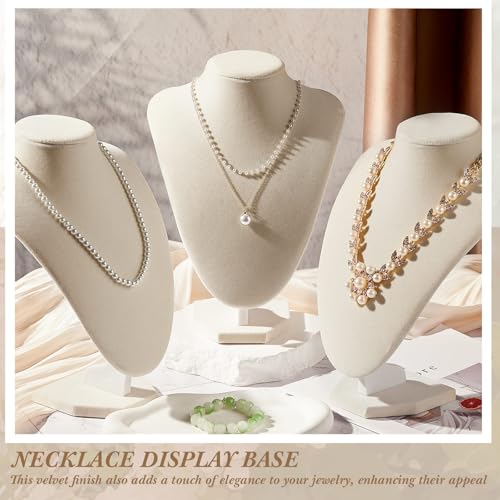 Huquary 6 Pcs Necklace Display Stand Necklace Holder Jewelry Bust Display Stands for Selling Home Store Trade Shows Photography Props Retail(Beige,Velvet) - color: Beige