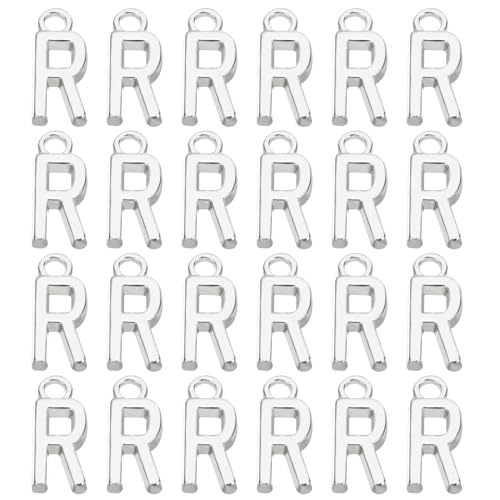 PATIKIL Letter Charm, 50pcs Alphabet Initial Pendant Charm Bulk DIY for Jewelry Making Bracelets Earrings Necklace - style: R