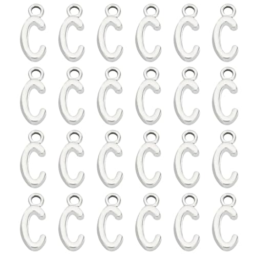 PATIKIL Letter Charm, 50pcs Alphabet Initial Pendant Charm Bulk DIY for Jewelry Making Bracelets Earrings Necklace - style: C