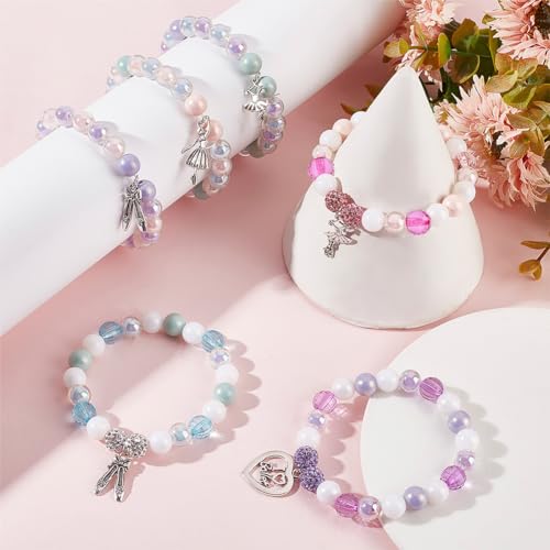 SUNNYCLUE 1 Box 6 Set Ballet Bracelet Making Kit Adjustable Bracelets Dancer Ballerina Charms Acrylic Transprent Rhinestone Beads for Jewellery Making Kits Beginner Adult Women Holiday Supplies - style: Dance 1