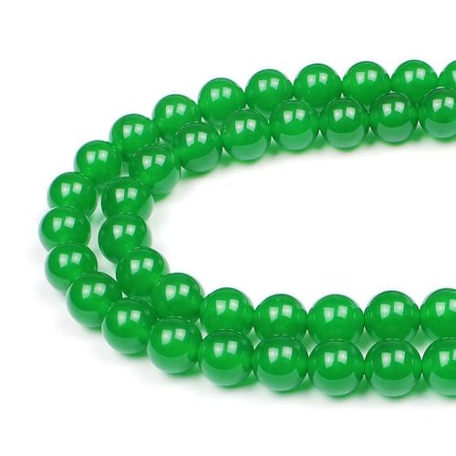 MJDCB Natural Green Jade Round Loose Beads for Jewelry Making DIY Bracelet Necklace (10mm) - color: Green Jade, size: 10mm