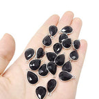 Honbay 20PCS 10x14mm Alloy Glass Crystal Waterdrops Teardrops Charms Pendant for Necklaces, Bracelets, Earrings, Jewelry Making and DIY Crafts - color: Black