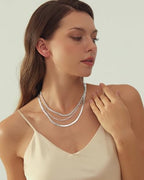 Gold Layered Necklaces for Women, 14K Gold Plated Dainty Gold Chain Choker Necklace Stack, Herringbone Gold Necklaces Set - color: silver-3-Snake