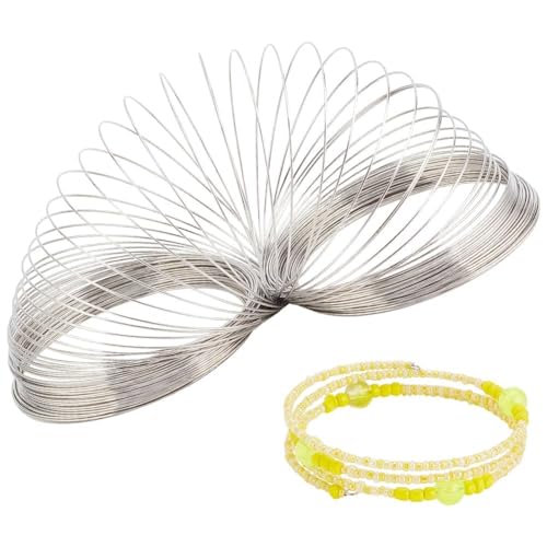 PH PandaHall Steel Memory Wire for Bracelet Making, 100 Loops Strong Jewellery Wire Sliver Beading Wire for DIY Bracelet Craft Jewellery Making,Wire: 0.6mmx6cm, 24 Gauge